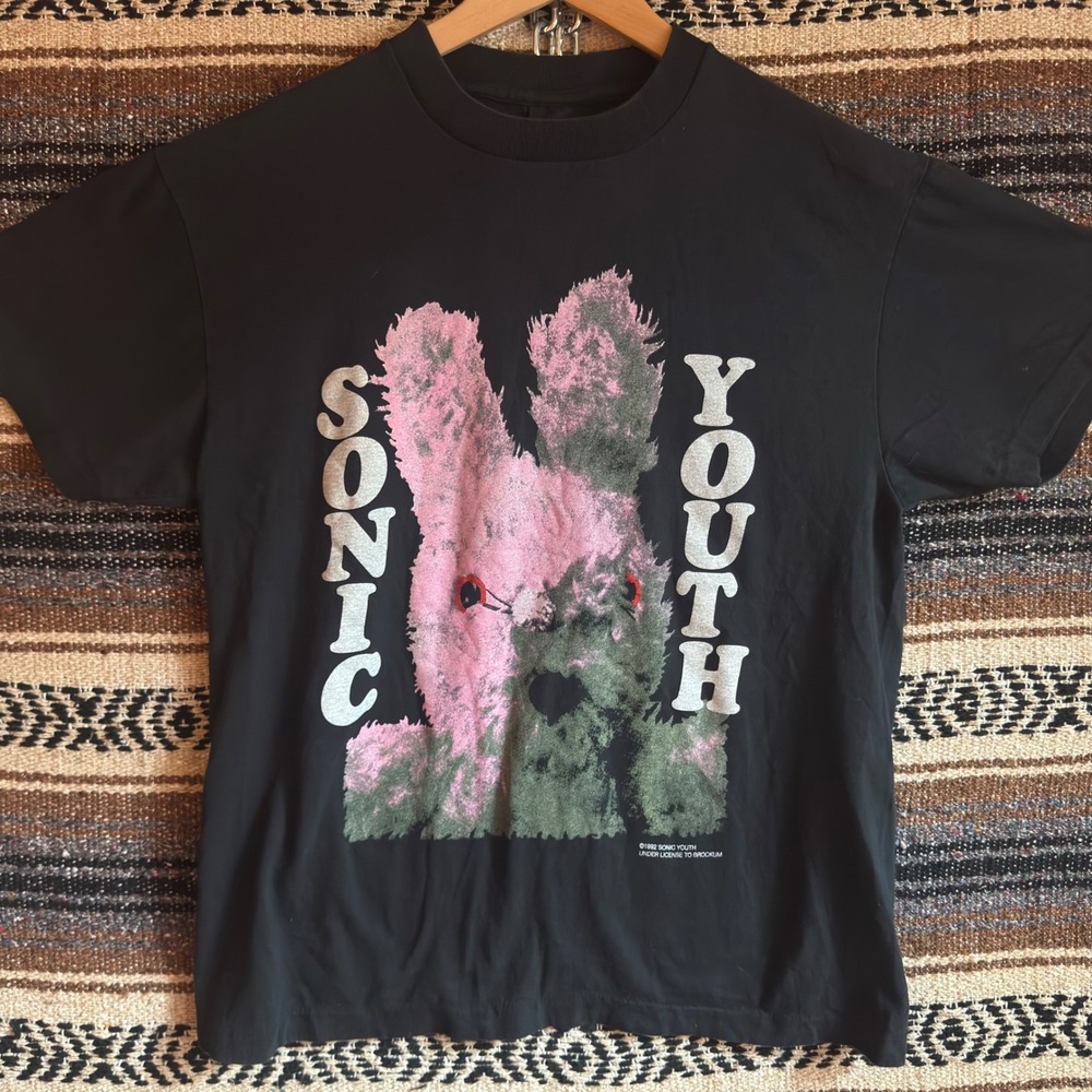 Sonic Youth Gracias T-Shirt Large Black Dirty Bunny Reprint Band Tee